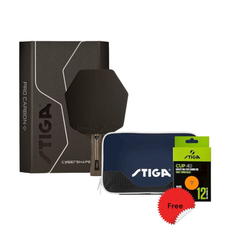 Stiga Pro Carbon Plus Cybershape 5-Star Table Tennis Racket - Free Stiga Double Wallet Cover + Stiga Ball Cup 40 Plus Balls