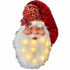 Light-Up Santa Head Christmas Decoration - Red & Gold | CK9182-01RG