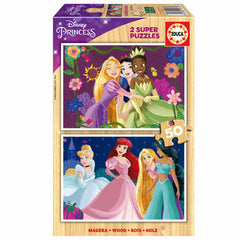 Educa Disney Princess - أحجيتان خشبيتان فاخرتان 50 قطعة | 19672