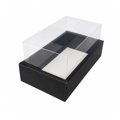 Black Rectangular Gift Box with Clear Transparent Lid - 17x30x14cm | D32-BK