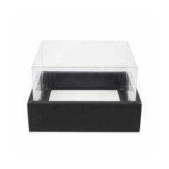 Black Square Gift Box with Clear Transparent Lid - 20x20x14cm | D43-BK