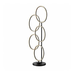 SK Modern Sculptural LED Floor Lamp with 5 Illuminated Oval Rings Black | SK859