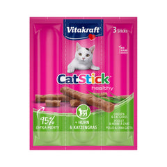 Vitakraft CatStick 3 Healthy Soft Sticks With Chicken and Cat Grass 18g | ST-18-CHG
