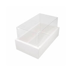 White Rectangular Gift Box with Clear Transparent Lid - 14x25x13cm | D25-WH