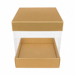 Gold Square Display Gift Box with Clear Transparent Window - 25x25x30cm | D21-GD