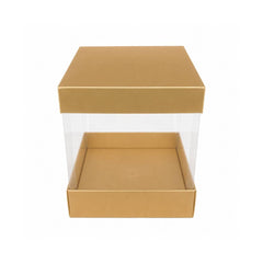 Gold Square Display Gift Box with Clear Transparent Window - 15x15x19cm | D19-GD
