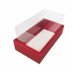 Red Rectangular Gift Box with Clear Transparent Lid - 17x30x14cm | D35-RD