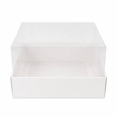 White Square Gift Box with Clear Transparent Lid - 30x30x16cm | D39-WH