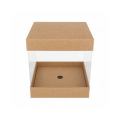 Kraft Brown Square Display Gift Box with Clear Transparent Window - 15x15x19cm | D13-BR
