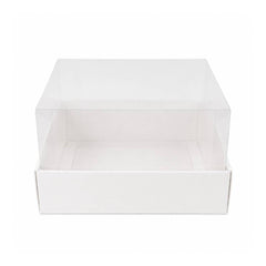 White Square Gift Box with Clear Transparent Lid - 25x25x15cm | D38-WH