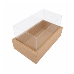 Kraft Brown Rectangular Gift Box with Clear Transparent Lid - 17x30x14cm | D29-BR