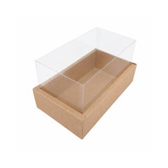 Kraft Brown Rectangular Gift Box with Clear Transparent Lid - 14x25x13cm | D28-BR
