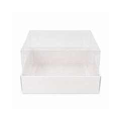 White Square Gift Box with Clear Transparent Lid - 20x20x14cm | D37-WH