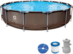 Jilong Avenli Frame Plus Round Rattan Pool Set with Filter Pump - 457×84cm | 12023EU