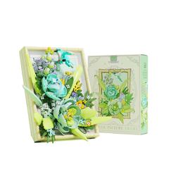 MJI, Creative LEGO-style construction sets, 728 Pcs Flower Picture Frame Building Set - Green | MJI-13061