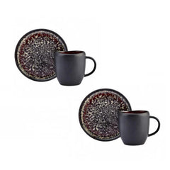 Karaca Galactic Black Ceramic Coffee Cup Set of 2, 100ML | 153.03.05.0173