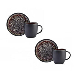 Karaca Galactic Black Ceramic Coffee Cup Set of 2, 100ML | 153.03.05.0173