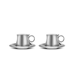 Karaca Knight Set of 2 Coffee Cups With Metal Saucer 80ML | 153.03.05.0217