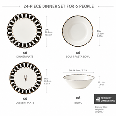 Karaca Elegance Bone - 24-Piece Bone Porcelain Dinner Set - 6 People - White | 153.03.06.2400