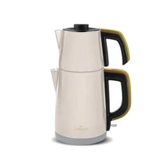 Karaca Retro Anthracite Stainless Steel Tea Machine, 1650W, 1.8L Drinker, 0.95L Teapot + Teapot LID – Cream | 153.03.06.4848
