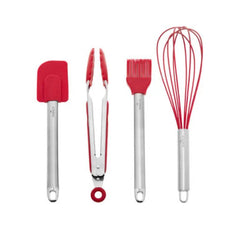 Karaca Cake 10Pcs Cake Serving Utensil Red Spatula 25cm – Brush 25cm – Tongs 27cm – Whisk 7cm – Cream Container and 5 Different Heads |  153.03.06.6513