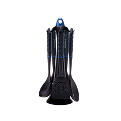 Karaca Diamond Blue - 6-Piece Kitchen Utensil Set with Stand - Blue | 153.03.06.8341