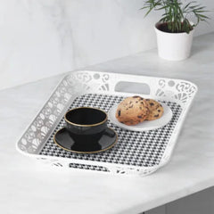 Karaca Roby Black And White Rectangular Tray 45cm | 153.03.06.9199