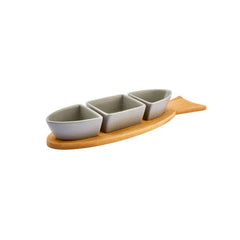 Karaca Malia Fish 3Pcs Snack Bowl – 3Pcs Snack Bowl 9cm, Bamboo 37x10x1cm | 153.03.06.9855