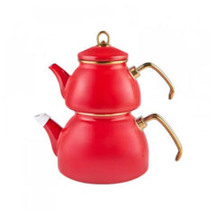 Karaca Retro Enamel Anthracite Teapot, 2.3L Drinker + 1.1L Teapot + Teapot LID | 153.03.08.0533