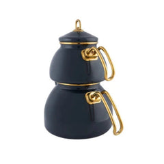 Karaca Retro Enamel Anthracite Teapot, 2.3L Drinker + 1.1L Teapot + Teapot LID | 153.03.08.0535