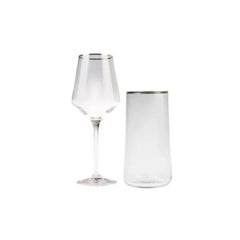 Karaca Ines 24Pcs Platin Glass Gold Set, 12 Soft Drink Glass 15cm – 540ML + 12 Glasses 23.5cm – 390ML | 153.03.08.1647