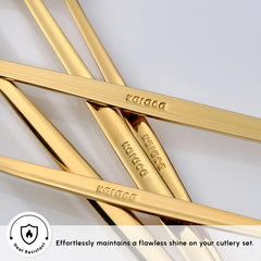 Karaca Orion - 30-Piece 18/10 Stainless Steel Cutlery Set - 6 People - Shiny Gold | 153.03.08.1902
