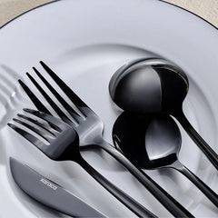 Karaca Orion - 30-Piece Stainless Steel Cutlery Set - 6 People - Shiny Black | 153.03.08.1906