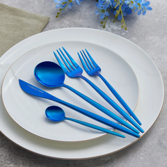 Karaca Orion - 30-Piece 18/10 Stainless Steel Cutlery Set - 6 People - Blue | 153.03.08.1912
