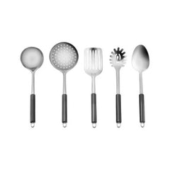 Karaca Apricot Master Black 5Pcs Service Set 1Pc Colander 33cm – 1Pc Ladle 32cm – 1Pc Slotted serving spoon 33.5cm – 1Pc Slotted Spatula 33.5cm – 1Pc Pasta Spoon 31.5cm | 153.03.08.2895