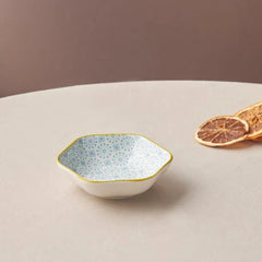 Karaca Floral Blue Hexagon Snack Bowl 11cm | 153.03.08.2984