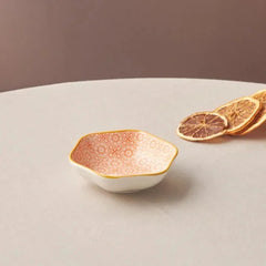 Karaca Floral Orange Hexagon Snack Bowl 11cm | 153.03.08.2985