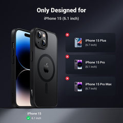 UGREEN Black Frame Frosted Back Plate Magnetic Protective Case for Iphone 15 Pro Max| 25403