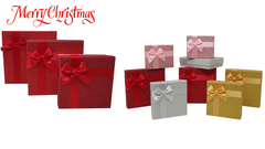 Gold Glitter Gift Box Set - 3-Piece Rectangular Boxes with Ribbon | AL3232-6