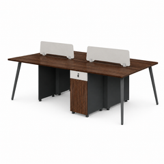 Valencia 4-Seat Office Workstation - Brown | VL XR-D241222