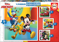 Educa Mickey Mouse Progressive Puzzle Set - 4 Puzzles (12/16/20/25 pcs) | 19294