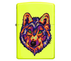 Zippo Neon Wolf Yellow Finish Windproof Lighter | 29639
