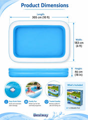 Jilong Giant Rectangular 2-Ring Pool - Blue & White | 51259