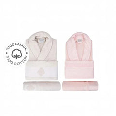 Karaca Home Vivien Flos 100% Cotton 6Pcs Stone Powder Family Bathrobe Set | 200.17.01.0398