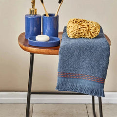 Karaca Home Softy 100% Cotton Appliqued Face Towels 50x90cm Indigo | 200.19.01.0650