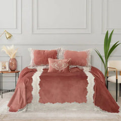 Karaca Home Mathilda 4Pcs Dusty Rose French Lace Dowry Bedspread Set | 200.21.01.0143
