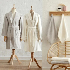 Karaca Home Pery Floslu 6Pcs Family Bathroom Set Grey Off-White | 200.22.05.0096