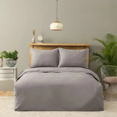 Karaca Home Grey Off-White Piping 100% Cotton Satin Double Duvet Cover Set | 200.22.14.0190