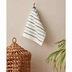 Karaca Home Denim Blue Striped 100% Cotton Hand Towels 30x50cm White | 200.22.14.0245