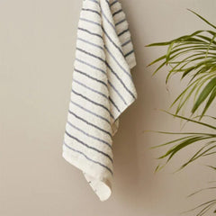 Karaca Home Denim Blue Striped 100% Cotton Face Towels 50x90cm White | 200.22.14.0246